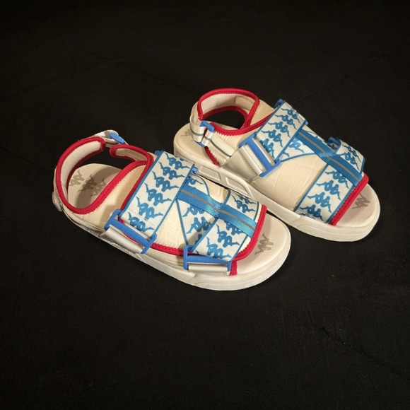 Kappa Shoes - Kappa‎ Sandals Womens Size 8 Mens 6 White Blue Strappy Hook & Loop Casual Summer